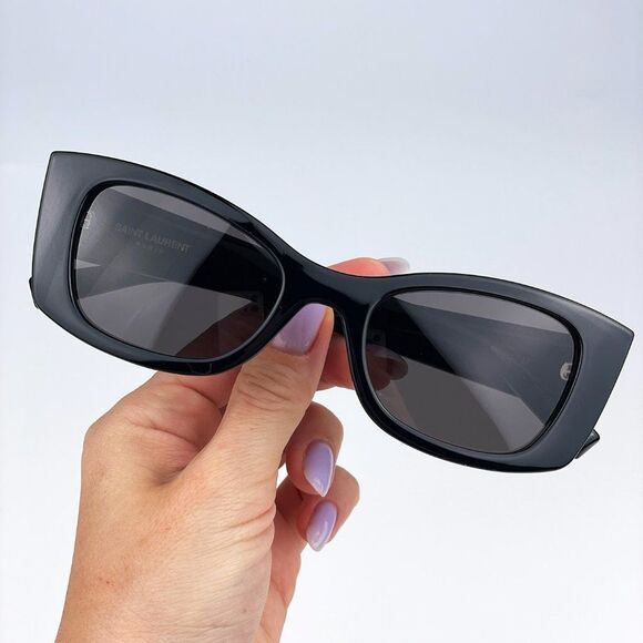 Saint Laurent SL593 001 Sunglasses Black Square Unisex - Picture 7 of 15